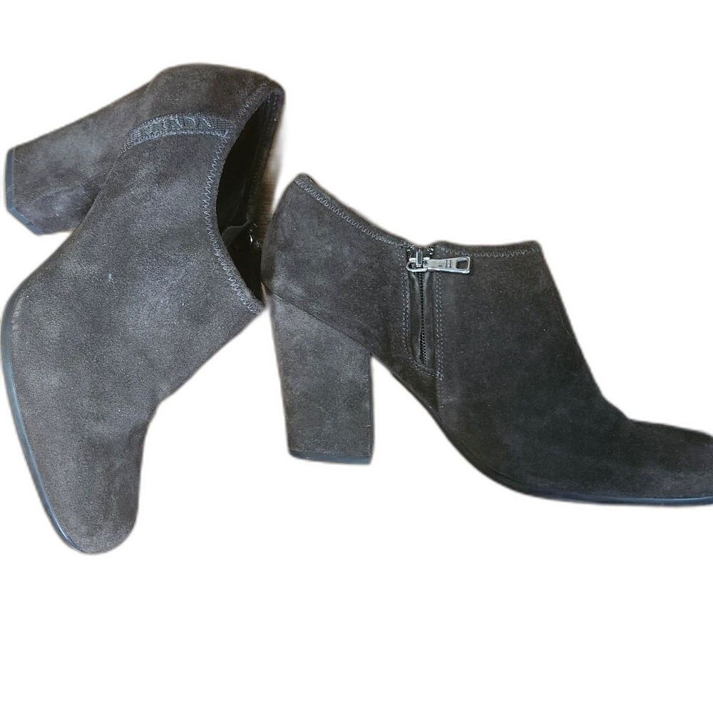 PRADa Ankle Boot Sz 38.5 Milano Brown Suede Leather Bootie, 3.75" Heel side zip